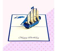 3D Celebration Handmade Greetings Happy Birthday Galleon Pop Up Card