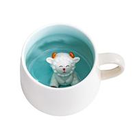 3D Ceramic Coffee Mug Animal Inside Cup,12oz Cute Handmade Animal Figurine Ceramics Milk Cup,Christmas,Birthday,Mother's Day Gifts for Friends Family or Kids (Sheep)