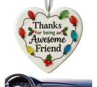 3D Ceramic Friendship Heart Ornament for Christmas with Sea Theme and Seasonal Decorations Party Backpack Bedroom School Home Dormitory Design Prêt pour Ruban: Cet ornement d'ami