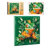 3D Chameleon Mural Building Blocks Set, Animal Wall Art Micro Mini Blocks Set Framed Nature Reptiles Model Kit, Creative Desktop Decor & Wall Hanging Display Gift for Adults