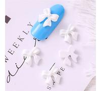 3D Charm 50Pcs Resin Nail Jewelry Ornaments Nail Art Bowknots Manicure Accessories Mini Bow Nail Jewelry Nail Art Decorations Nail Bow Ties(white)