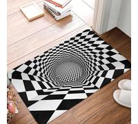 3D Checkered Swirl Trap Doormat Mat Anti-Slip Geometric Vortex Illusion Bathroom Kitchen Toilet Rug Carpet-20x32 inch