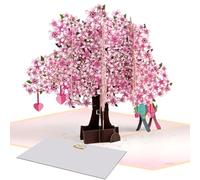 3D Cherry Blossom Pop-Up Card - Lovebirds Birthday Card, Valentine’s Day Card, Wedding Anniversary Card, with Handcrafted Pink Blossoms and Birds - Elegant Floral Greeting Card for Special Occasions