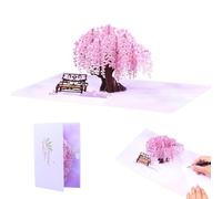 3D Cherry Blossom Tree Pop-Up Card - Handmade Anniversary, Valentine's, Birthday, Mother's Day Greeting Card for Wife Girlfriend Bride Mum
