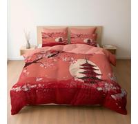 3D Cherry Blossoms Teens Adults Japanese Style Super King Bedding Quilt Cover Sets Oriental Aesthetics Printed Ultra Soft 3pcs Bedroom Comforter Covers with Zipper b/275