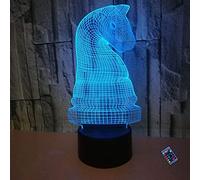 3D Chess Night Light 16 Colors Changing Remote Control USB Power Touch Switch Decor Lamp Optical Illusion Lamp LED Table Desk Lamp Children Kids Christmas Brithday Gift