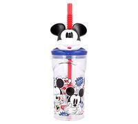 3D Children's Cup with Disney Mickey Mouse Graphic, 360 ml, with Integrated Straw, BPA-Free, Easy to wash and Reusable