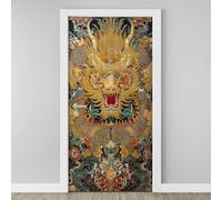 3D China Dragon Door Sticker, Oriental Mythology Animal Mural, Royal Hand Drawn Art Wallpaper Self-Adhesive Removable PVC Door Decal for Bedroom Living Room Home Decor Wall Murals 85x215 cm P5j37