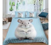 3D Chinchilla Duvet Cover 3Pcs Bedding Set Animal Rat Comforter Quilt Cover for Boys Girls Bedroom Decor Microfiber Bedspread with Hidden Zipper Comforter Cover,Double（200x200cm）
