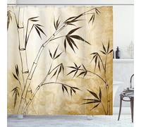 3D Chinese-Asian Shower Curtain Mould Proof Resistant Extra Long Shower Curtains 120 x 200cm Wet Room Waterproof Washable Fabric Bamboo Pattern Bathroom Curtains with 8 Hooks e-1552