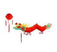 3D Chinese Dragon with Red Lantern Ball for Chinese New Year Decorations 2025, Waterproof Paper Dragon Hanging with Lanterns for Spring Festival Restaurant Chinatown Celebrations Supplies