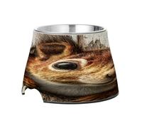 3D Chipmunks Cute Raised Pets Food Bowls with Stand Stainless Steel Cat Feeding Bowls for Slow Feed Dogs Comfort Feeding
