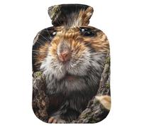 3D Chipmunks Cute Woods hot Bottle Water Bag with Soft Cover, 2L Warmer Bag for Hot and Cold Therapies, Hot and Cold Therapies