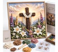 3D Christian Fabric Poke Art Kit, Pre-Cut Squares No-Sew DIY Craft | DIY Craft Set, Beginner-Friendly, Includes Tools, Textured Art, Religious Decor
