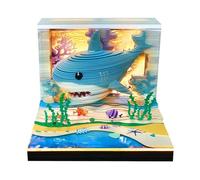 3D Christmas 2026,3D Shark Ocean Underwater World Time Piece Calendar with LED Carving Light,Sticky Pad Craft Note Paper