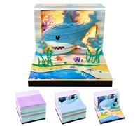3D Christmas 2026,3D Shark Ocean Underwater World Time Piece Calendar with LED Light,Sticky Note Pad Paper Carving Art Craftwork Desk Decor Gift for Birthdays Holidays Christmas