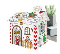 3D Christmas Cardboard House - DIY Decoration Hand Painted Holiday House Colorable | Attractive Craft Project for Nursery, Nursery, Kids, Creative Fun, Artistic Activity Faith