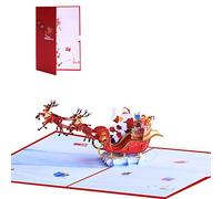 3D Christmas Cards Novelty Flying Deer Cart