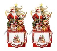 3d Christmas Cards, pop-up Christmas Cards With Envelopes, 4-Layer Santa Claus Reindeer Tree Season Greeting, For Greetings, Holiday Parties, School Activities, Table Settings(2 Pack)