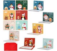 3D Christmas Cards set, 6 Pack Small Pop Up Card with Envelopes, Handmade Blank Holiday Cards for Christmas Winter Holiday New Year Wishes