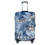 3D Christmas City Snow Wonderland Elastic Travel Luggage Cover Suitcase Protector, Print Suitcase Baggage Cover Anti-Scratch