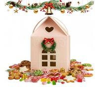 3D Christmas Cottage Gift Box, Pop-Up Holiday House Treat Boxes for Cookies Candies & Party Favors, Festive Paper Goodie Packaging Box for Christmas Decorations