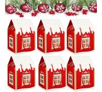 3D Christmas Cottage Gift Box, Pop-Up Holiday House Treat Boxes for Cookies Candies & Party Favors, Festive Paper Goodie Packaging Box for Christmas Decorations