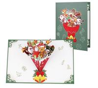 3D Christmas Doll Bouquet Pop Up Greeting Cards Gift Postcards with Envelopes Holiday Party Invitations Holiday Gift Cards