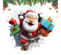 3D Christmas Door Sticker - Creative Santa Claus Sticker | Comic Design Breaking the Wall | Removable PVC Christmas Decoration for Doors Home Bedroom Living Room 35×40cm Easy to Install