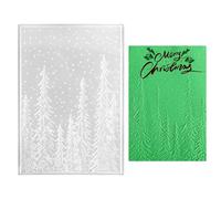 3D Christmas Embossing Folder, 6.3x4.5 Inch Plastic Winter Forest Wonderland Snowfall Tree Textured Template for Card Making Embossed Stencil for DIY Scrapbook Decor Craft Supplies (Style 2)