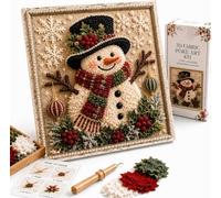 3D Christmas Fabric Poke Art Kit,Handmade Fabric Poke Art Kit,for Adults with Pre-Cut Squares,Vintage Holiday Handmade Decoration,Adult DIY Needle Punch Craft Kit，StyleC