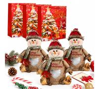 3D Christmas Gift Bags Zipper Design, Fabric Christmas Bags for Gifts | Cute Santa Snowman Reindeer Plush Christmas Treat Bags with Heart Window, New Christmas Decorations for 2026