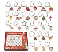 3D Christmas Gingerbread House Cookie Cutters Set, 24 Pcs Cartoon Snowflake Various Patterns Biscuit Cutter Pastry Mold for Holiday Birthday Cake Dough Donut Fondant - Baking Dough Tool E