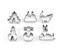 3D Christmas Gingerbread House Cookie Cutters Set, 24 Pcs Cartoon Snowflake Various Patterns Biscuit Cutter Pastry Mold for Holiday Birthday Cake Dough Donut Fondant - Baking Dough Tool D