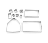 3D Christmas Gingerbread House Cookie Cutters Set, 24 Pcs Cartoon Snowflake Various Patterns Biscuit Cutter Pastry Mold for Holiday Birthday Cake Dough Donut Fondant - Baking Dough Tool B