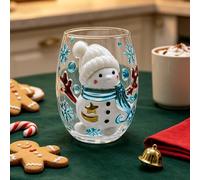 3D Christmas Glass Art Cup, 3D Santa Claus Snowman Non-Slip Coffee Mugs