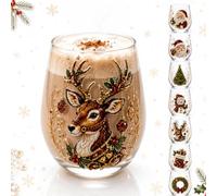 3D Christmas Glass Art Cup Festive Printed Holiday Drinkware