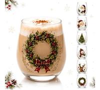 3D Christmas Glass Art Cup Festive Printed Holiday Drinkware
