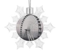 3D Christmas Gray Ferris Wheel Snowflake Ornaments Hanging Xmas Tree Pendant Shatterproof Plastic Glitter Snowflakes Decoration for Mantle Window Holiday Winter Party Gift Home Decor