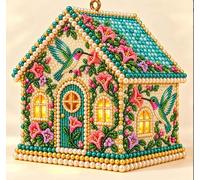 3D Christmas House Diamond Painting Kit for Adults | Wooden Pearl Art Craft,3D Christmas House, DIY Wooden Panels with Pearls and Diamonds, Festive Tabletop Display