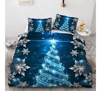 3D Christmas King Size Duvet Cover Set 220x230cm 3 piece Soft Microfiber Reversible Bedding Set Christmas Tree Comforter Cover with Zipper Closure Quilt Cover with 2 Pillowcase 50x75cm（Image 12-3）