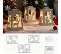 3D Christmas Lantern Resin Mold Set-5pcs,Casting molds Silicone Christmas elk,Candle Holder Resin Mould for DIY Crafts, Soap, Wax, Plaster - Perfect for Handmade Gifts (A)