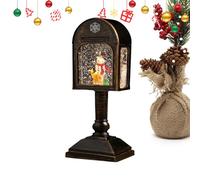 3D Christmas Lantern Snow Globe - Rotating Musical Figurine for Home, Table with 8 Holiday Songs, Wonderland Winter Ornament for Mantle, Living Room and Family Party Decoration, 3.94x7.09in