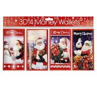 3D Christmas Money Wallets, Set of 4, Santa Design