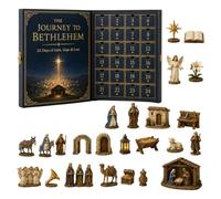 3D Christmas Nativity Advent Calendar, Journey to Bethlehem，2 PCS | 3D 24-Day Countdown Figurine Set, Hand-Painted Resin Manger Scene Collectibles for Home Decor & Religious Holiday Gift