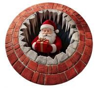 3D Christmas Optical Illusion Rug - Round Non-Slip Xmas Carpet for Living Room Bedroom Kitchen, Holiday Christmas Decorations Rug & Festive Gift