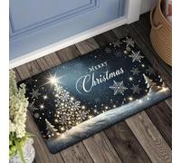 3D Christmas Rug Christmas Tree Snowflake Non-Slip Mat Washable Home Rug Bedroom Entryway Home Decor-40x60cm
