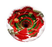 3D Christmas Rug Spiral Vortex Candy Cane Non Slip Washable Round Area Doormat Soft Plush Floor Mat for Living Room Holiday Hallway Home Indoor Decorative Quick Dry Comfortable 120cm