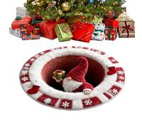 3D Christmas Santa Claus Rug - Optical Illusion Round Mat With Non-Slip Backing | Stitched Imitation Cashmere Holiday Decor For Entryway & Living Room | Festive 60cm Diameter Indoor Winter Rug