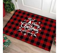 3D Christmas Snowflake Xmas Elk Red Black Buffalo Plaid Door Mat Decor Winter Non-Slip Front Entrance Doormat Kitchen Mat decor-40x60cm